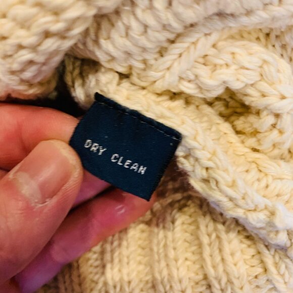 Vintage Polo Ralph Lauren Linen Blend Chunky Cable Knit Sweater Size Large Ivory - Picture 6 of 15